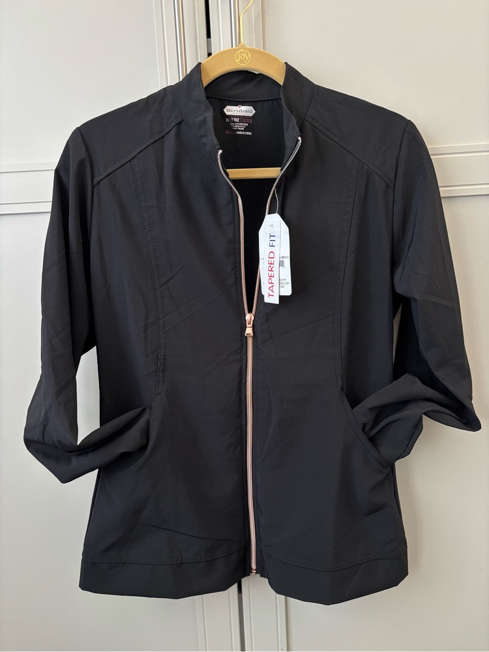 Scrubaid tapered fit stretch scrub Lab jacket workwear black nwt M
